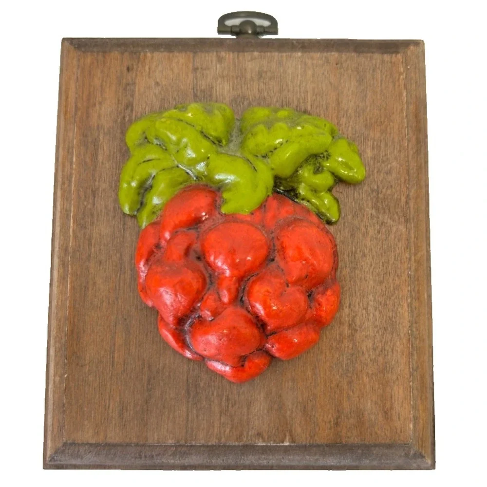 70s Giftcraft Kitsch 3D Vegetable Plaques Retro Kitchen Wall Decor Set 4 Garden